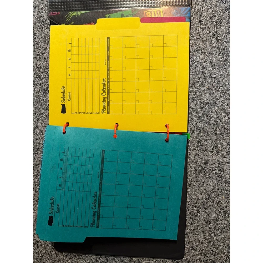 Vintage 1989 Mead Rad Dog Data Center 3-Ring Binder Organizer Neon Skater Surf